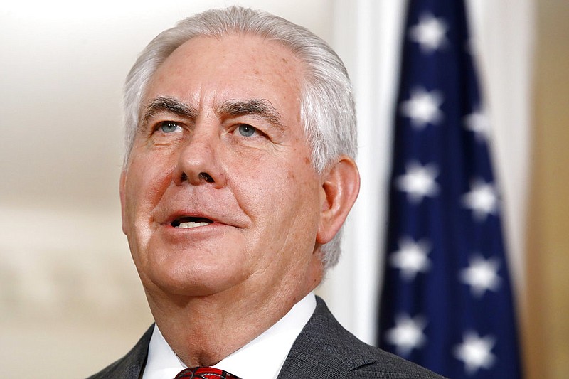 In this Jan. 29, 2018, photo, Secretary of State Rex Tillerson speaks at the State Department in Washington. 