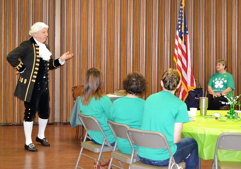 George Washington (aka Judge Josh Morriss) speaks Saturday to the Children of the American Revolution during their 83rd annual State Convention held in Texarkana at Beech Street First Baptist Church. (Staff photo by Kate Stow)