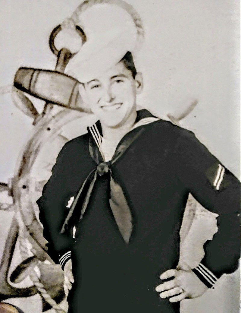 Gene Steenbergen is pictured in 1951 in his U.S. Navy uniform while attending boot camp at Great Lakes, Illinois.