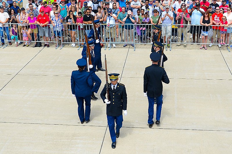 A drill team performs at Salute to Veteran's celebration last year. 