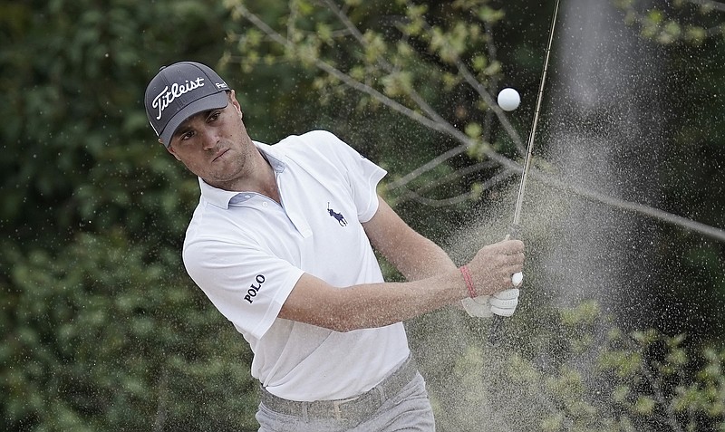 Justin Thomas plays a shot from a bunker on the second hole during round five at the Dell Technologies Match Play golf tournament, Saturday, March 24, 2018, in Austin, Texas. (AP Photo/Eric Gay)