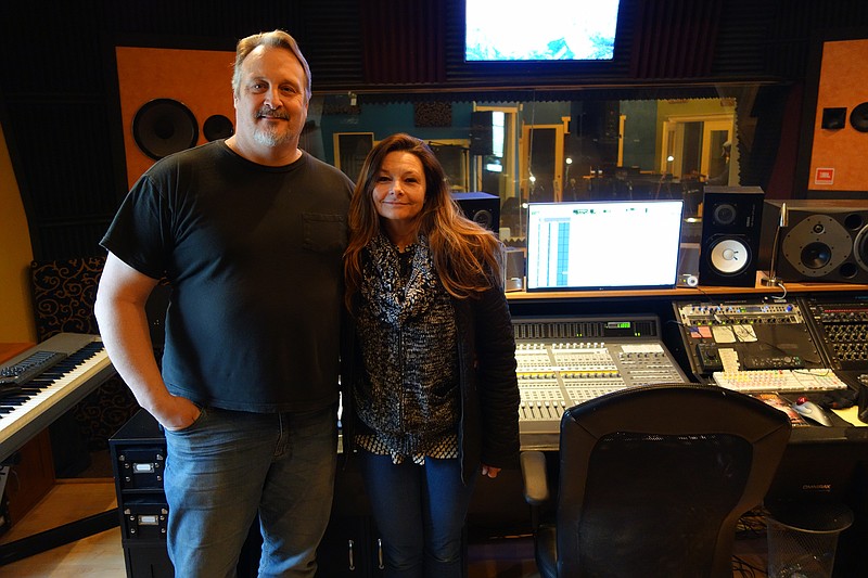 <p>Allen Fennewald/California Democrat</p><p>Shannon and Anita Davidson in their dream-come-true studio control room at the Bridge Studio outside Jamestown.</p>