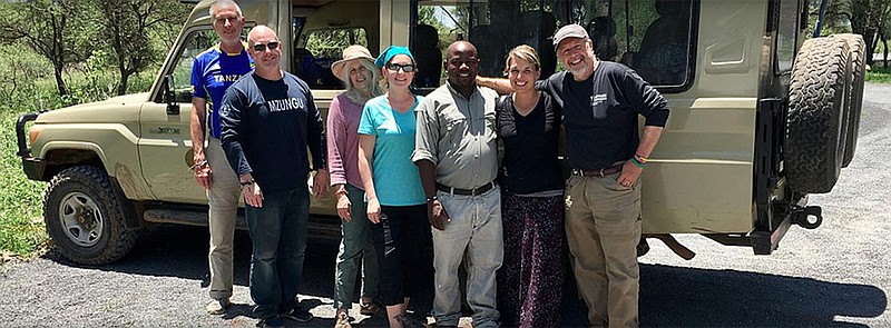 Donald 'Doc' Kritzer (left), Brent Wilson, Ivy Case, Dawn Holliday, Fred Mollel, Amanda Gowin and Bob Hansen during a recent trip to Tanzania.