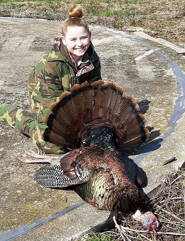 Kendall Sapp poses with her first ever turkey. She harvested it during youth spring turkey hunting weekend, April 7-8. Young turkey hunters harvested 1,723 turkeys during the 2018 spring youth season.