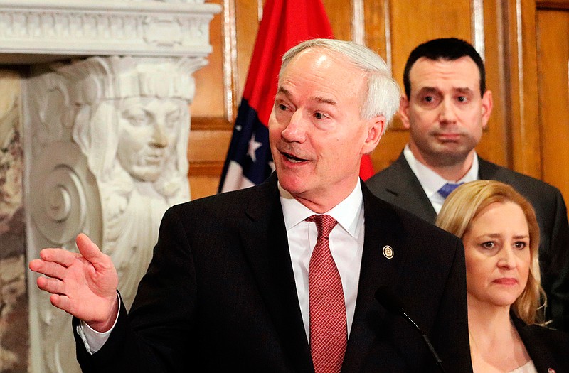 Arkansas Gov. Asa Hutchinson speaks during a news conference March 1 in Little Rock. Hutchinson recently nominated 85 areas of the state to become part of a new, federal economic development program. (AP Photo/Kelly Kissel, File)

