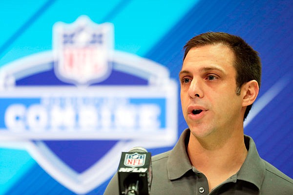Chiefs general manager Brett Veach speaks during a press conference last month at the NFL scouting combine in Indianapolis.