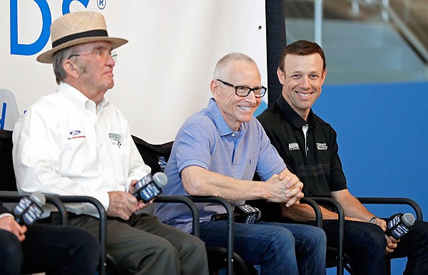 Matt Kenseth (right) shares a laugh with team owner Jack Roush (left) and Mark Martin during a news conference Wednesday in Charlotte, N.C.