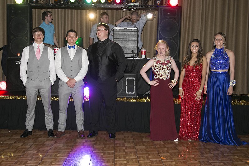 Eldon's 2018 prom court, from left, included Devin DeGraffenried, Tanner Myers, Riley Pope, Holly Wieneman, Leah Stichler and Macie Halderman.