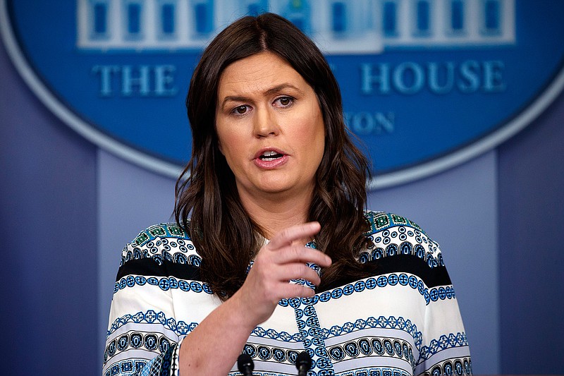 White House press secretary Sarah Huckabee Sanders speaks during the daily press briefing at the White House, Tuesday, May 1, 2018, in Washington. (AP Photo/Evan Vucci)