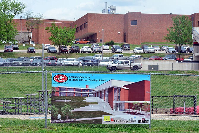 This May 2018 photo shows a sign on Union Drive announcing upcoming renovations at Jefferson City High School.
