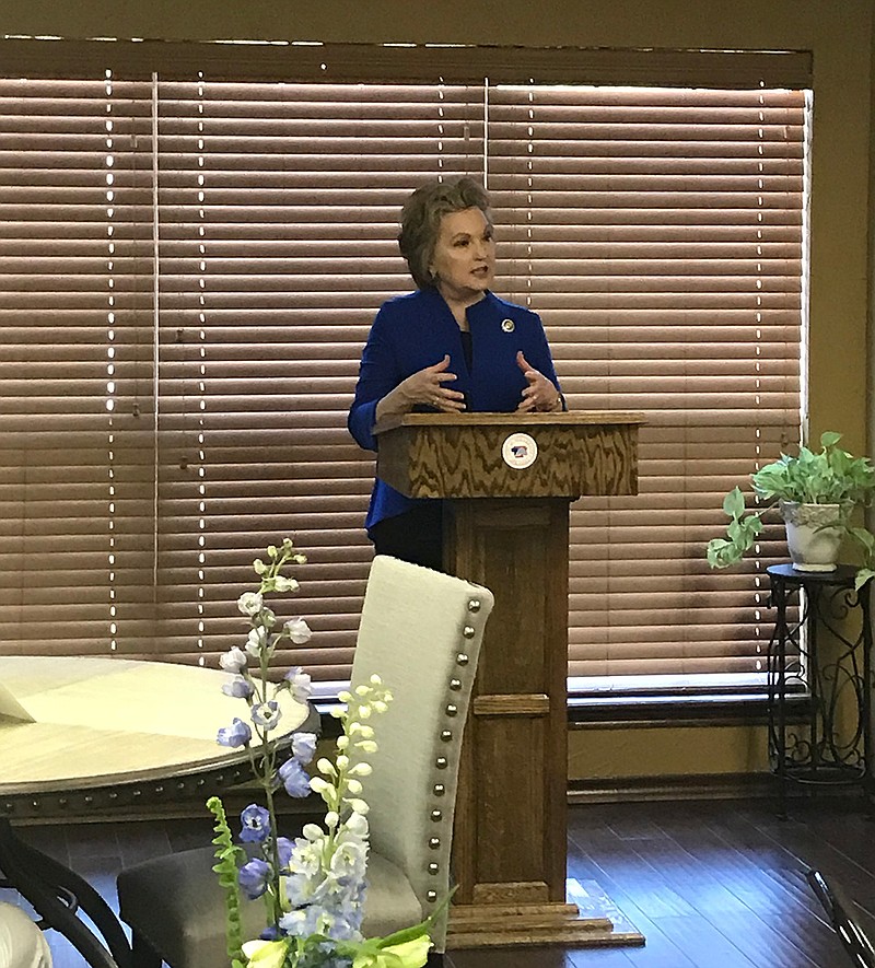 Arkansas first lady Susan Hutchinson spoke Monday afternoon, May 7, 2018, at the Texarkana Children's Advocacy Center. She's visiting CACs around the state to help raise awareness of the work they do helping children overcome abuse. (Staff photo by Ashley Gardner)