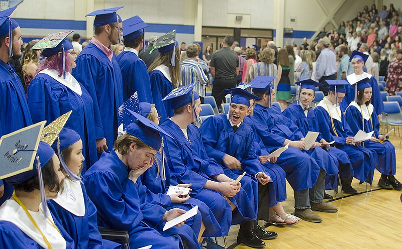 FILE: South Callaway High School graduates take their seat during the 2018 graduation's processional.