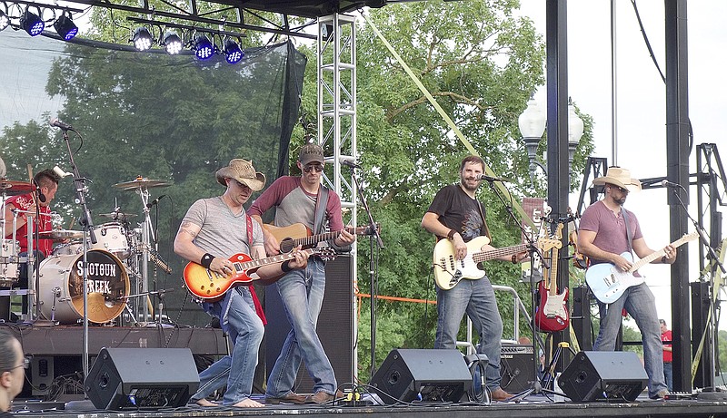 From St. Louis, Shotgun Creek Band kicked the doors down at their concert last year at the Fulton Street Fair. The country band formed about five years ago and this was their second performance at the annual event. They will play their third concert on the Fifth Street Stage on June 23, starting at 8:30 p.m. Members include (from left) drummer Shawn McSparin, lead guitarist Mike Prost, vocalist and rhythm guitarist Shane Speer, bass player Aaron Evers and guitarist and fiddle player Xavier Koenig.