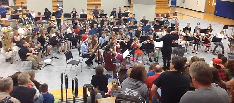 The Cole R-1 (Russellville) band performs at its December concert. The Russellville High School band earned its third consecutive II rating March 16 at the MSHSAA State Large Ensemble Festival.