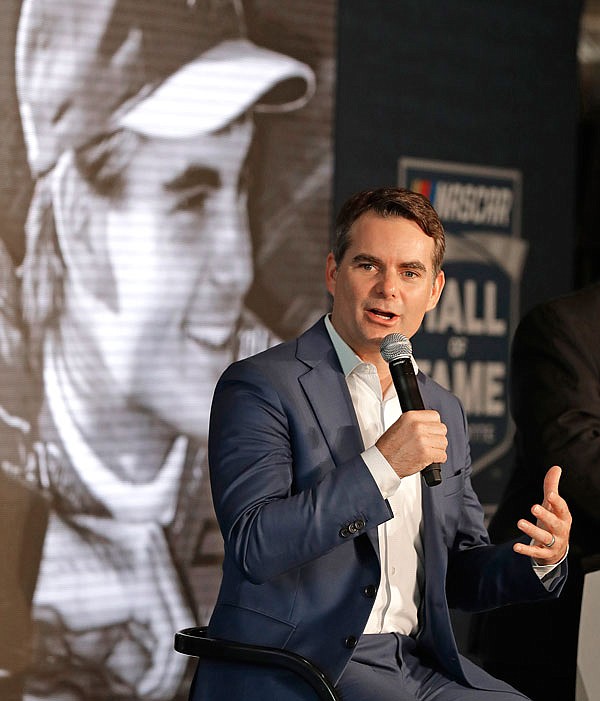 Jeff Gordon speaks to the media after being named to the 2019 class of the NASCAR Hall of Fame in Charlotte, N.C.