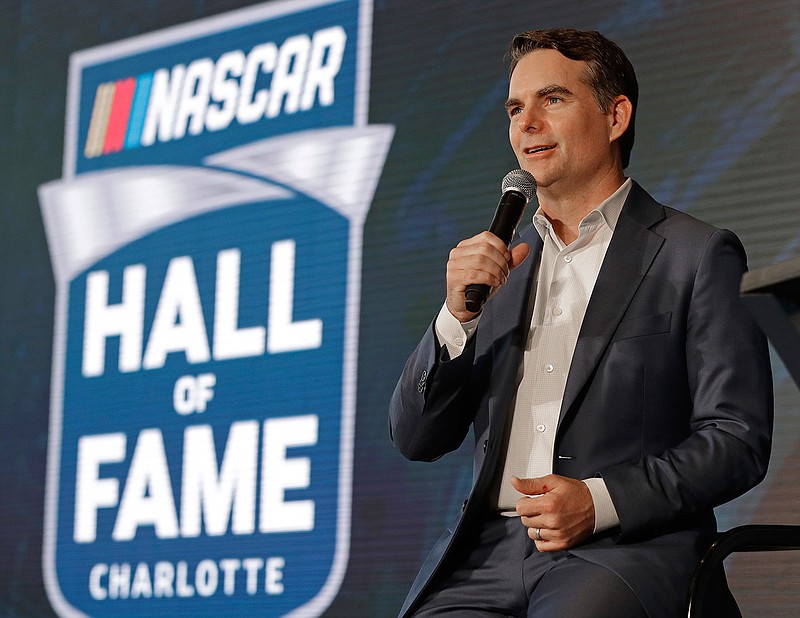 Jeff Gordon speaks to the media after being named to the 2019 class of the NASCAR Hall of Fame on Wednesday in Charlotte, N.C. (Associated Press)