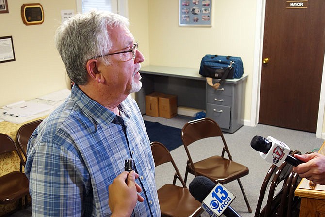 Terry Shaw faces the press Friday as the newly selected mayor of New Bloomfield following Greg Rehagen's resignation. Shaw has previously served in New Bloomfield city government positions.