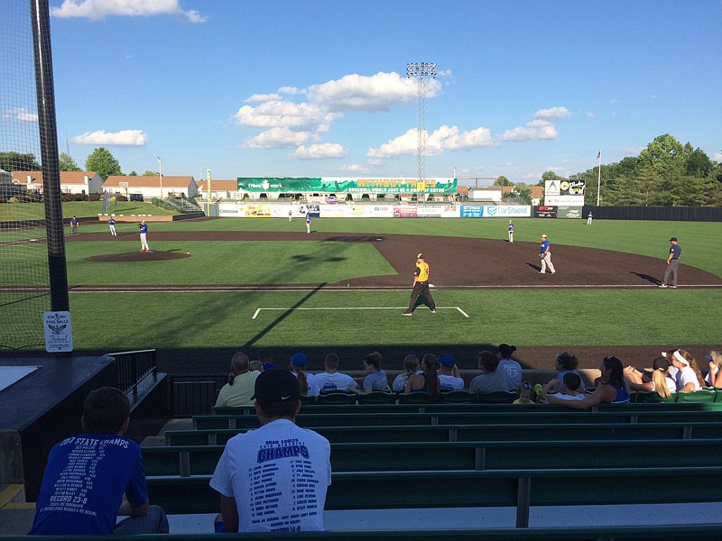 St. Elizabeth players prepare to take on Walnut Grove Wednesday, May 30, 2018 in the Class 1 state baseball semifinals at O'Fallon, Mo. The Hornets defeated Walnut Grove, 4-2.