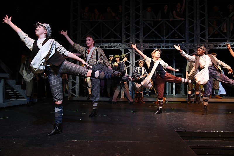 Dancers take part in a dress rehearsal for the Capital City Production “Newsies” at Shikles Auditorium on Monday, June 4, 2018. 