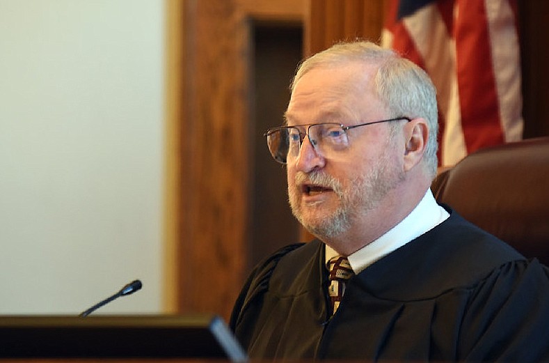 This July 11, 2016 photo shows Judge Jon Beetem presiding at the bench during proceedings in Cole County Circuit Court.