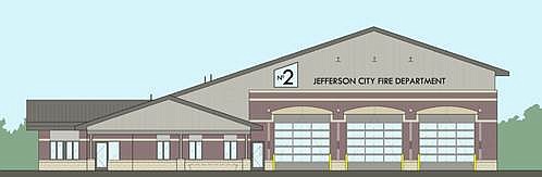 The image above is an architect's rendering of the new Jefferson City fire station No. 2 at the corner of East McCarty Street and Robinson Road.