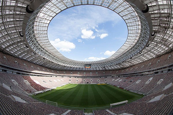 This June 28, 2017, file photo shows the refurbished Luzhniki stadium in Moscow, Russia, where the opening match and final of the World Cup will be played.