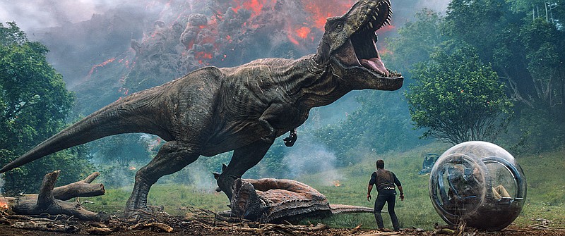 This image released by Universal Pictures shows a scene from the upcoming "Jurassic World: Fallen Kingdom." (Universal Pictures via AP)