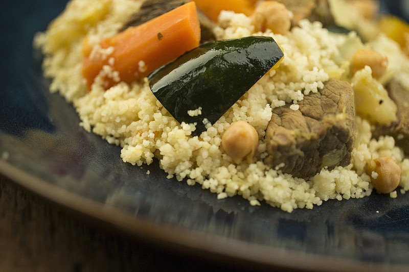 Couscous with carrots, sweet potatoes, turnips, zucchini, cabbage and acorn squash. (Ryan Michalesko/St. Louis Post-Dispatch/TNS) 