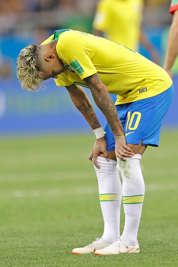 Brazil's Neymar looks down after the 1-all draw against Switzerland during a Group E match Sunday at the World Cup in the Rostov Arena in Rostov-on-Don, Russia.
