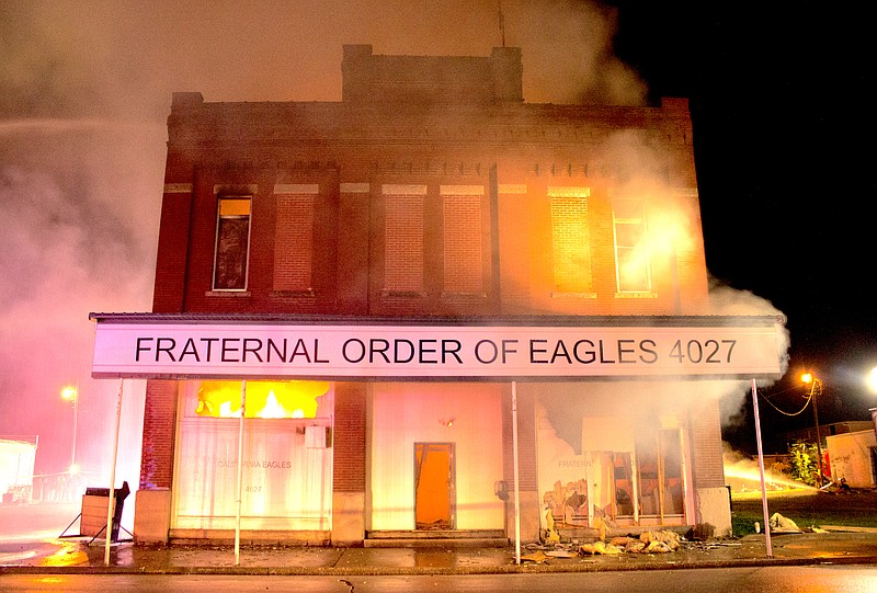 <p>Photo courtesy Carol Wirts</p><p>The historic building, known as The Eagles Club Aerie #4027 for nearly 40 years, was claimed by fire overnight Sunday into Monday.</p>