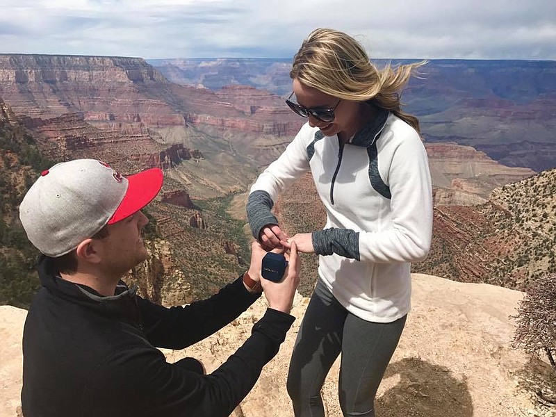 <p>Courtesy of Heather Ellis</p><p>Jeremy Hart surprises his longtime girlfriend, Heather Ellis, with a wedding proposal at the Grand Canyon on an Arizona vacation last year. His proposal story was voted No. 1 in the News Tribune/HER Magazine’s “I Do” Contest, securing $500 in local prizes toward their Oct. 6 wedding.</p>