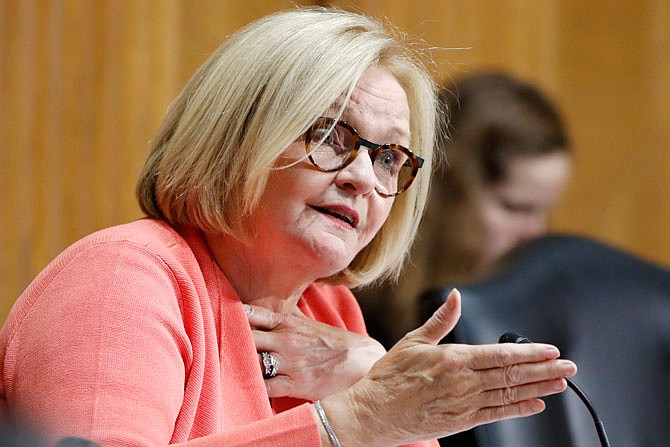 Sen. Claire McCaskill, D-Mo., asks a question June 20 during a Senate Finance Committee hearing on Capitol Hill in Washington. 