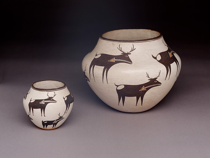 The exhibit "Arts of the Southwest" recently opened at the Museum of the Red River in Idabel, Okla. The works shown are Polychrome Jars by Lucy Lewis (Acoma Pueblo) (Submitted photo)
