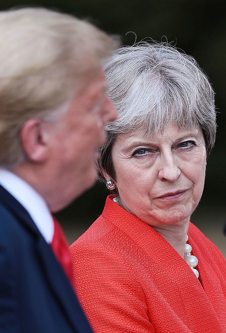 British Prime Minister Theresa May and U.S President Donald Trump hold a joint press conference Friday at Chequers in Buckinghamshire, England.