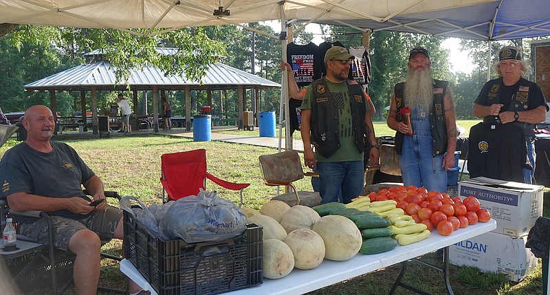 Vegetables are a good item to sell when raising funds for the support of other veterans. Members of U.S. Veterans Motorcycle Club of Cass County are helping at the Fight Like A Champion fundraiser July 7 in Linden, Texas.
