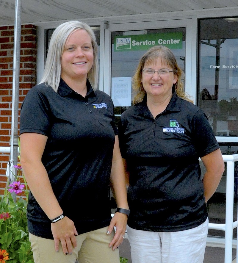 <p>Democrat photo/Michelle Brooks</p><p>Lisa Milligan, left, will be in the Moniteau County Extension office two days each week. Elaine Anderson will be spending more time in the county, thanks to some restructuring.</p>