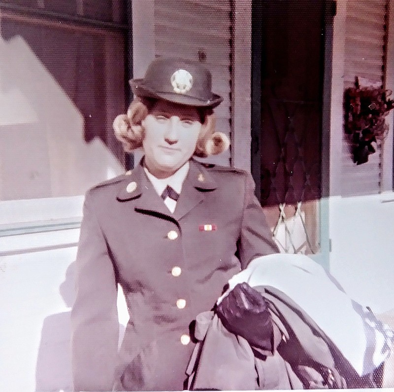 Vickie Davenport is pictured in her WAC uniform while home on leave in January 1973 in Texas, after completing her WAC basic training at Ft. McClellan, Alabama.