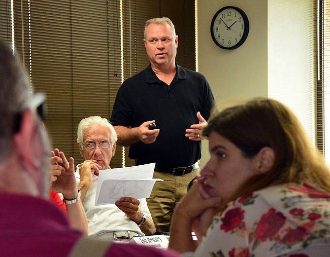 Transit Division Director Mark Mehmert speaks about proposed JeffTran route changes Tuesday, July 31, 2018, during the Jefferson City Public Transit Advisory Committee meeting at City Hall. (News Tribune photo)