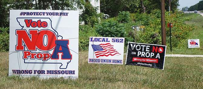 Callaway residents voted nearly 2-1 against Proposition A, which would have put into place a right to work law in Missouri. Proposition A was voted down Tuesday by state voters.