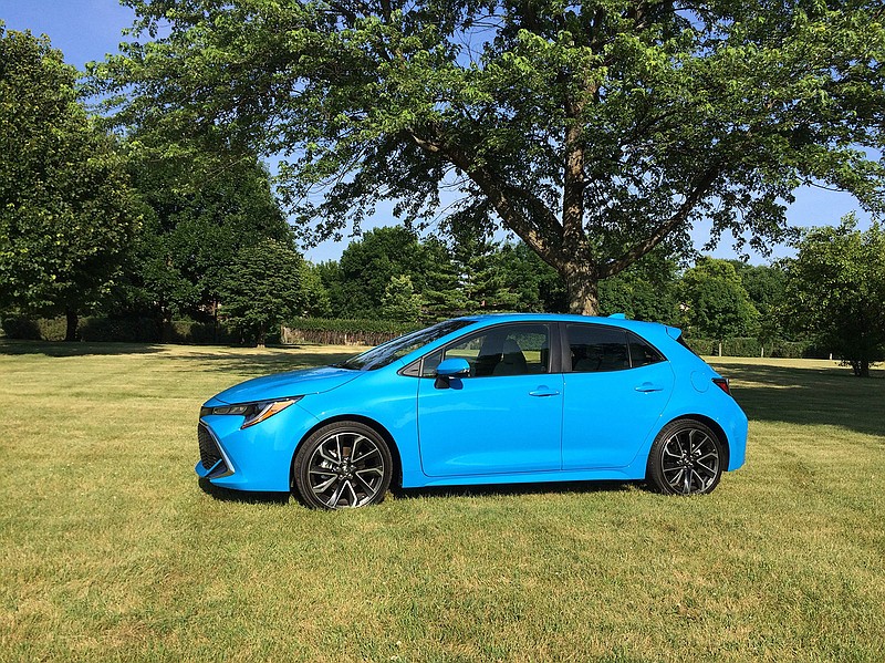 2019 Toyota Corolla Hatchback in XSE trim in Blue Flame paint pictured in Arlington Heights, Ill., on July 11, 2018. (Robert Duffer/Chicago Tribune/TNS) 