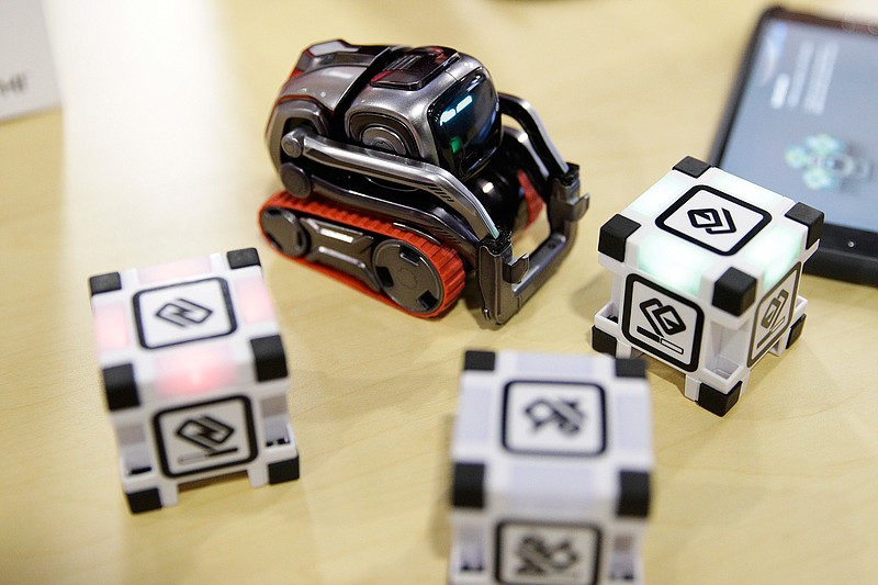 In this Jan. 10, 2018, photo the Anki Inc.'s Cozmo toy robot is displayed at CES International in Las Vegas. Anki has sold 1.5 million Cozmos since its 2016 debut. (AP Photo/Jae C. Hong)