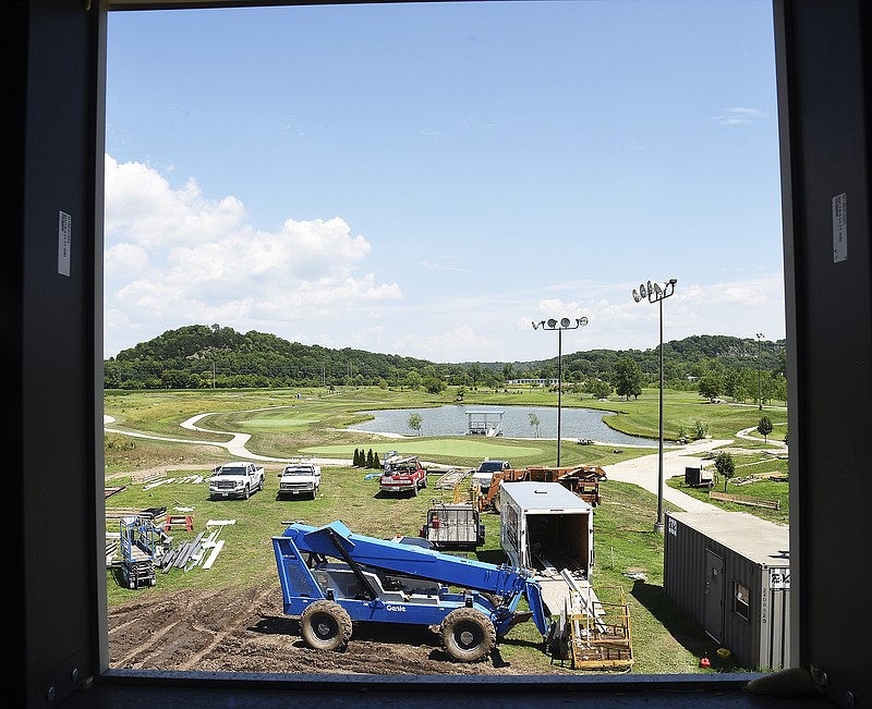 Julie Smith/News Tribune
This is the view from a second story window on the east side of the building in the new event center at Turkey Creek Golf Course. The venue will be able to hold 550 people, have two bars, changing rooms upstairs to be able to accommodate bridal parties and much, much more. One of the major highlights of the building is the view from anywhere inside.