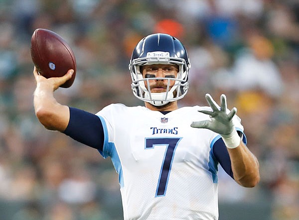 Titans quarterback Blaine Gabbert throws a pass during the first half of last Thursday's preseason game against the Packers in Green Bay, Wis.