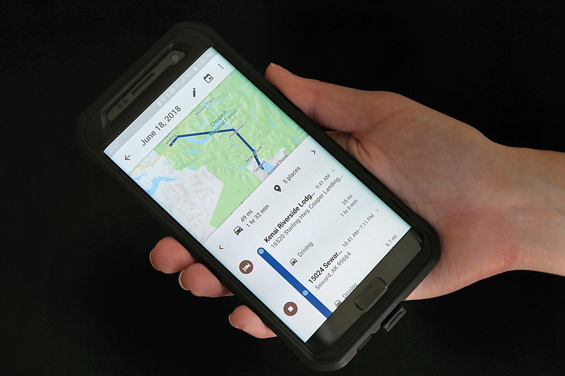 A mobile phone displays a user's travels in New York. Google records your movements even when you explicitly tell it not to. 