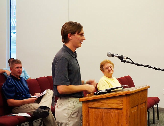 Joe Garner tells Fulton City Council members about his experience this summer as an intern with the city. He got the position through the Callaway County Youth 180 program through the Missouri Job Center.