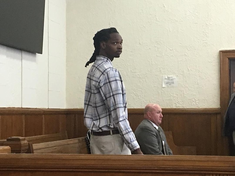 Costello Byrd walks to the defense table following a lunch recess in his trial Tuesday at Miller County Courthouse. Byrd, 23, is accused of sexually assaulting a younger female relative when he was a teen. Testimony is expected to continue this morning.
