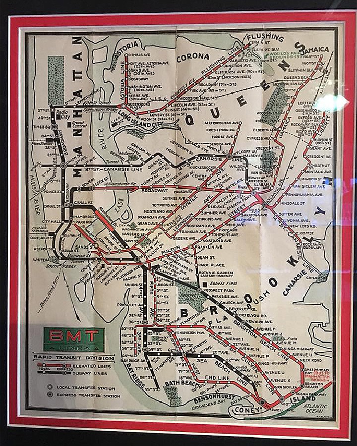 This subway map from around the 1940's was ripped from the wall of Brooklyn Pizza in Fulton Tuesday evening, Aug. 28, 2018, and stolen. Owners Brian and Karen Atkins are offering a $100 reward for information leading to its return. (Submitted)