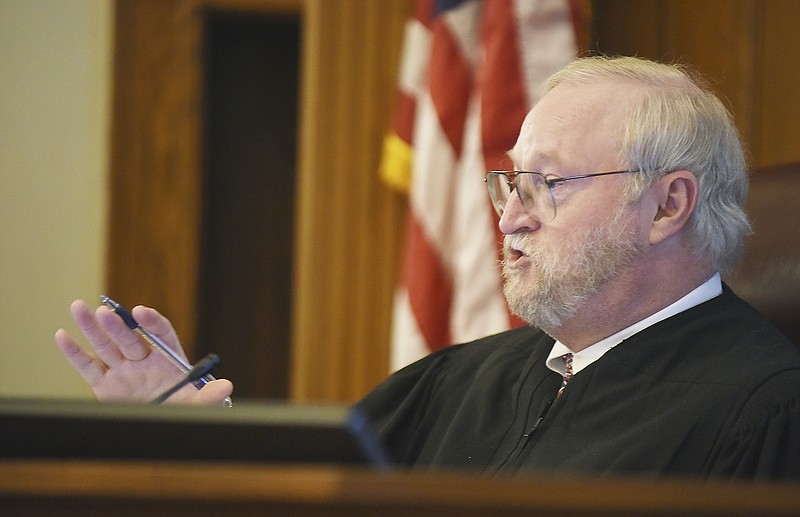 Judge Jon Beetem hears oral arguments Thursday, Aug. 30, 2018, in a hearing in Cole County Circuit Court.