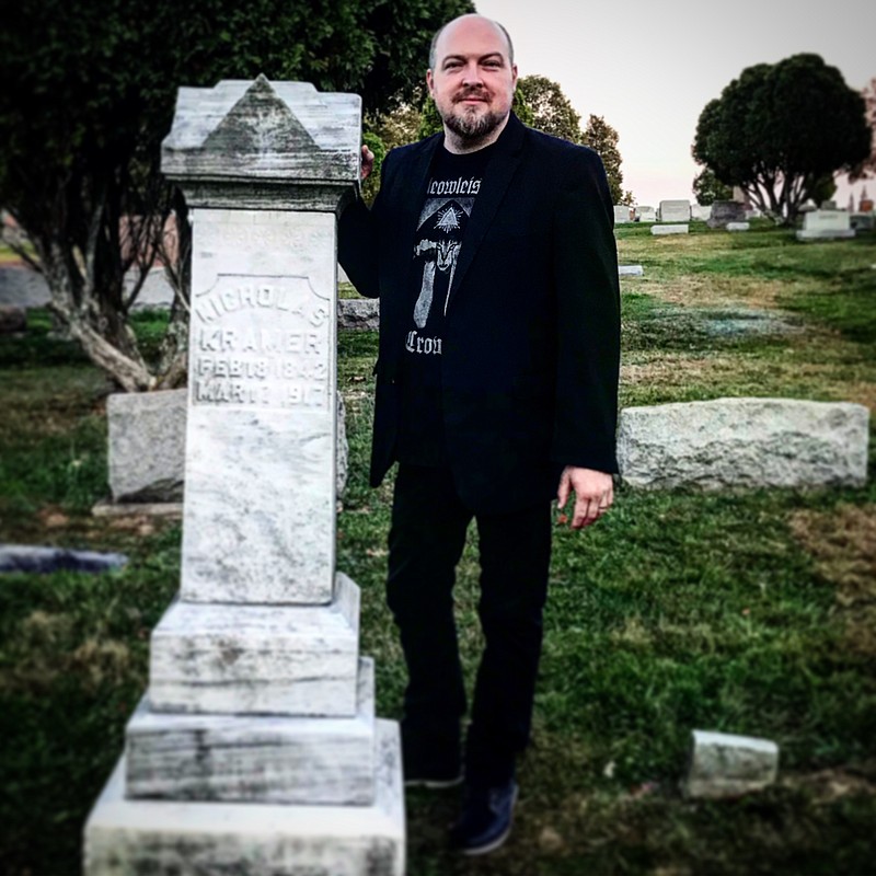 Texarkana, Texas, resident Brian Steward explores the Evans City Cemetery in Evans City, Penn.—the original shooting location for the opening sequence of "Night of the Living Dead." (Photo by Vickie Steward)
