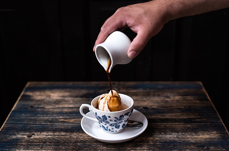 At Capofitto, affogato gelato flavors are endless, but owner and chef Stephanie Reitano recommends choosing one of the classics: Vanilla, fior di latte, or, as pictured here, hazelnut. (Grace Dickinson/Philadelphia Inquirer/TNS) 
